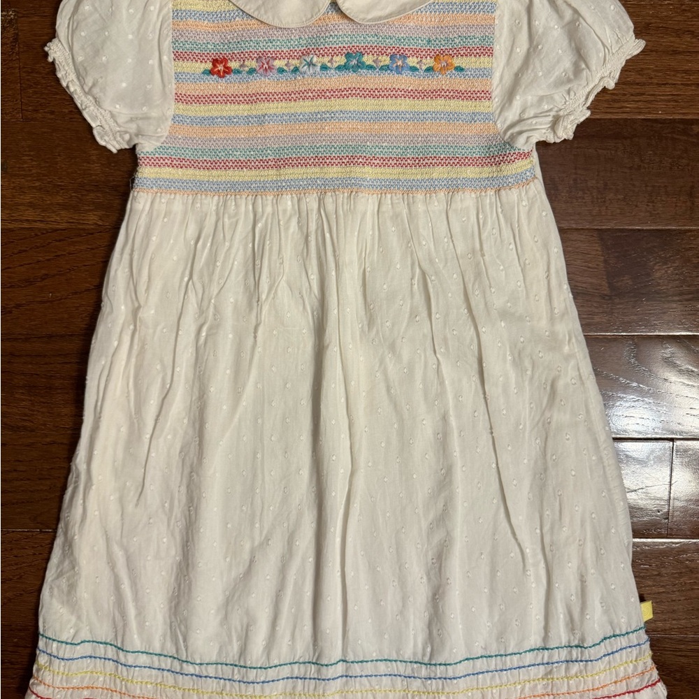 Little Bird by Jools Oliver Charming White Dress with Smocking and Embroidery
